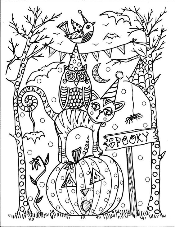 35 Cute Halloween Coloring Pages for Kids and Adults 28