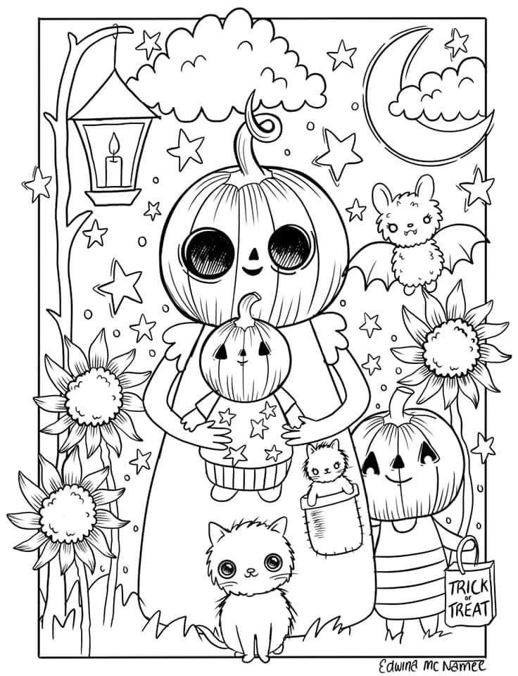 35 Cute Halloween Coloring Pages for Kids and Adults 8