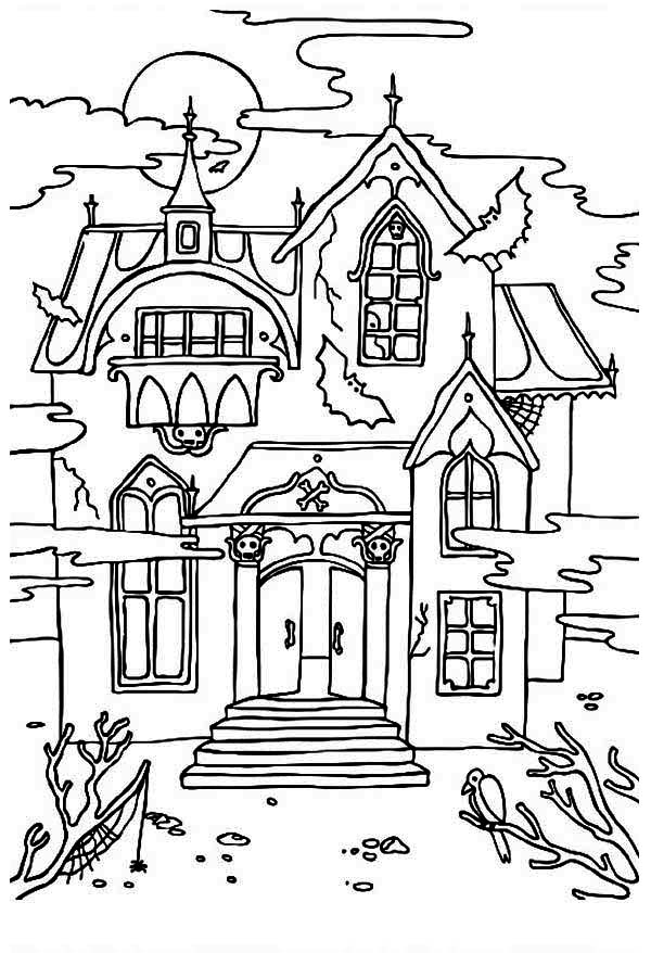 35 Cute Haunted House Coloring Pages Printable 1