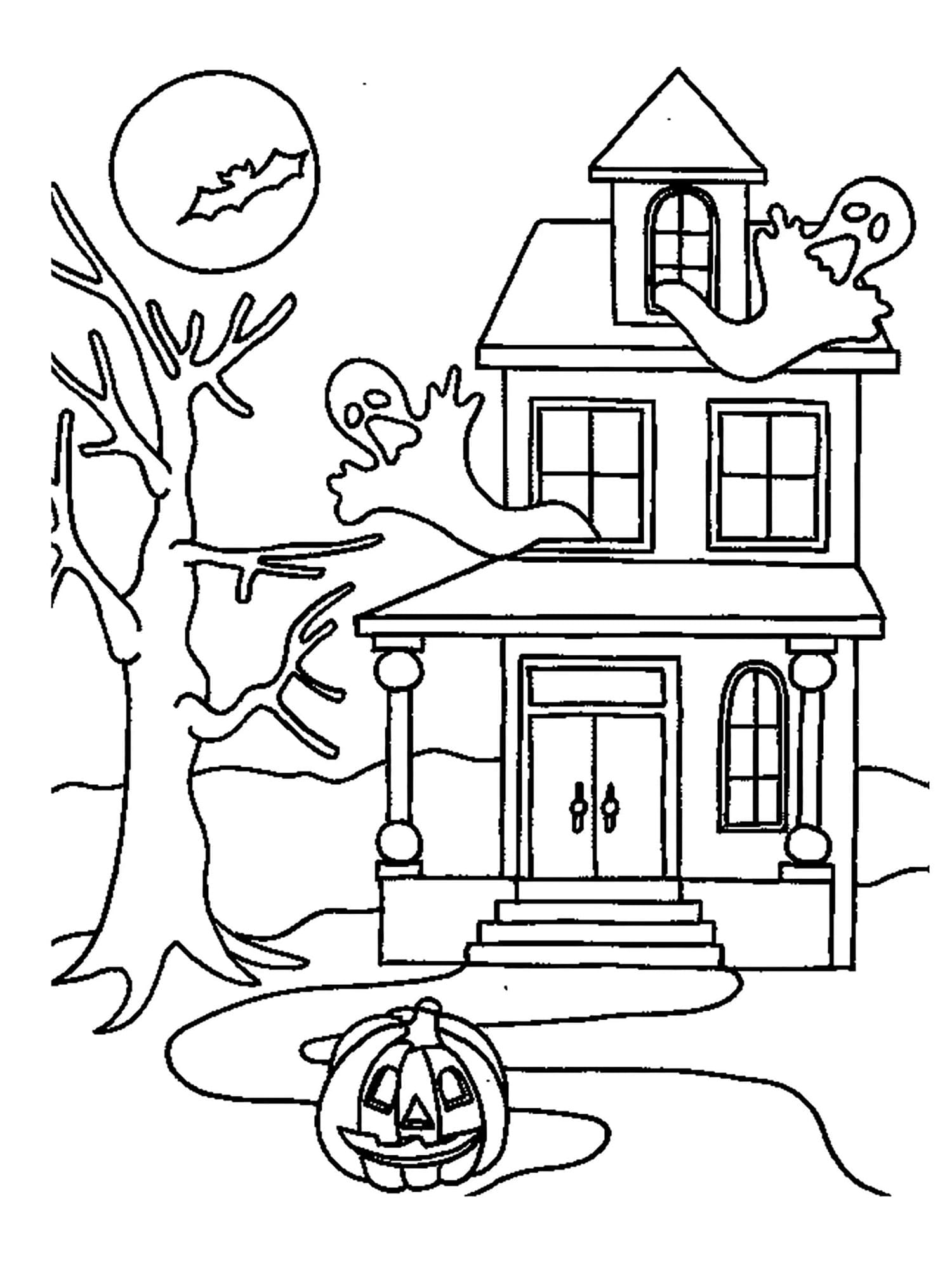 35 Cute Haunted House Coloring Pages Printable 18