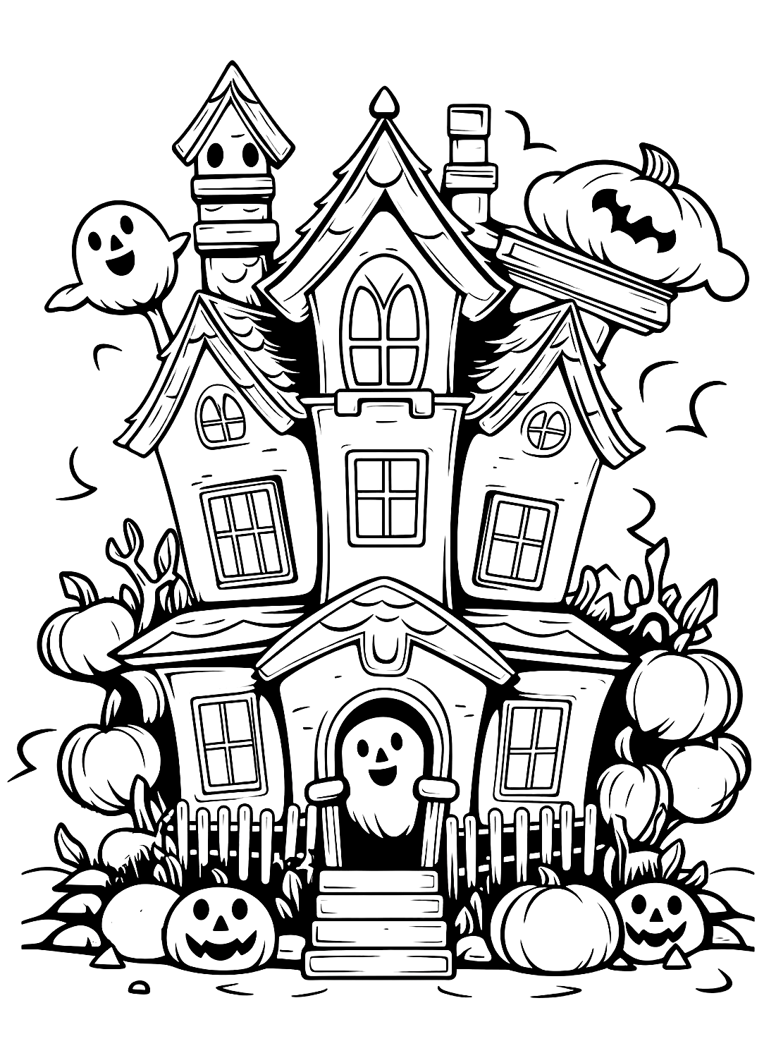 35 Cute Haunted House Coloring Pages Printable 19