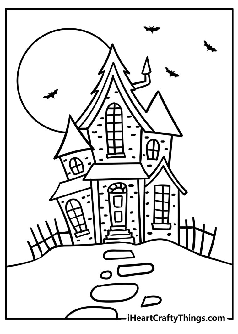 35 Cute Haunted House Coloring Pages Printable 27