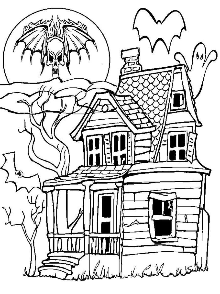 35 Cute Haunted House Coloring Pages Printable 34