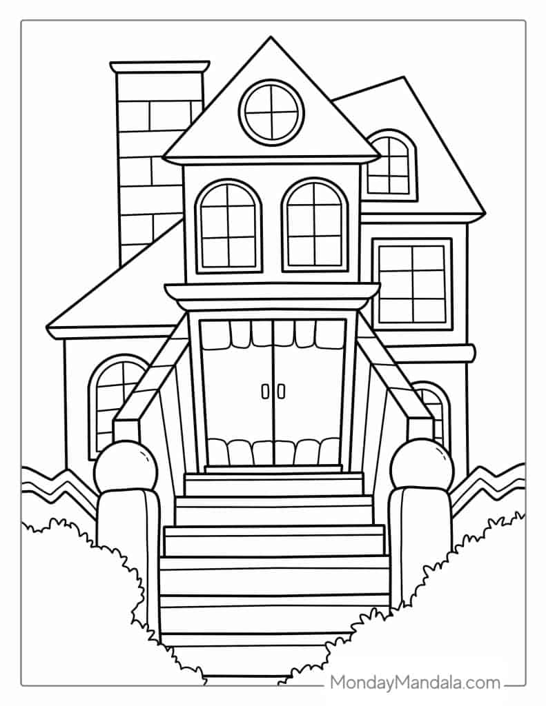 35 Cute Haunted House Coloring Pages Printable 35