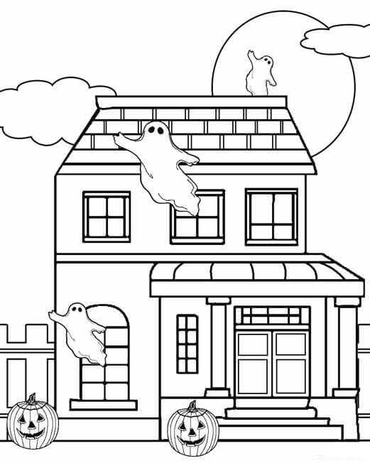 35 Cute Haunted House Coloring Pages Printable 6