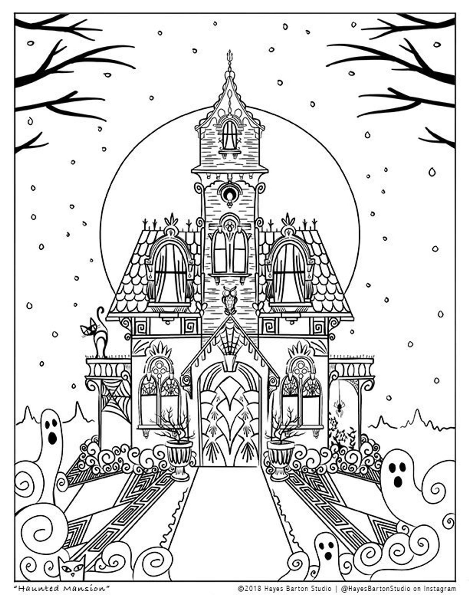 35 Cute Haunted House Coloring Pages Printable 8