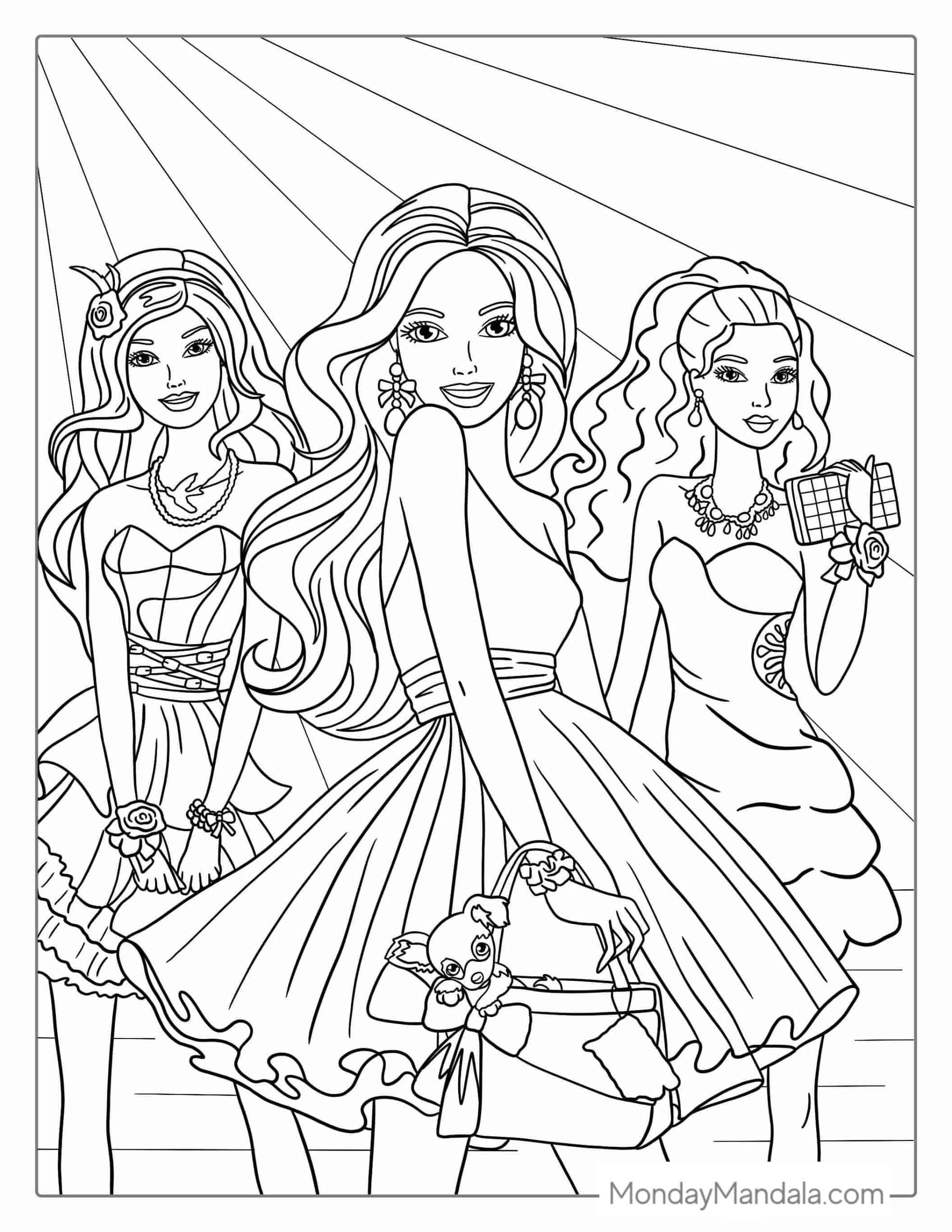 100+ Fun Barbie Prom Coloring Pages Printable