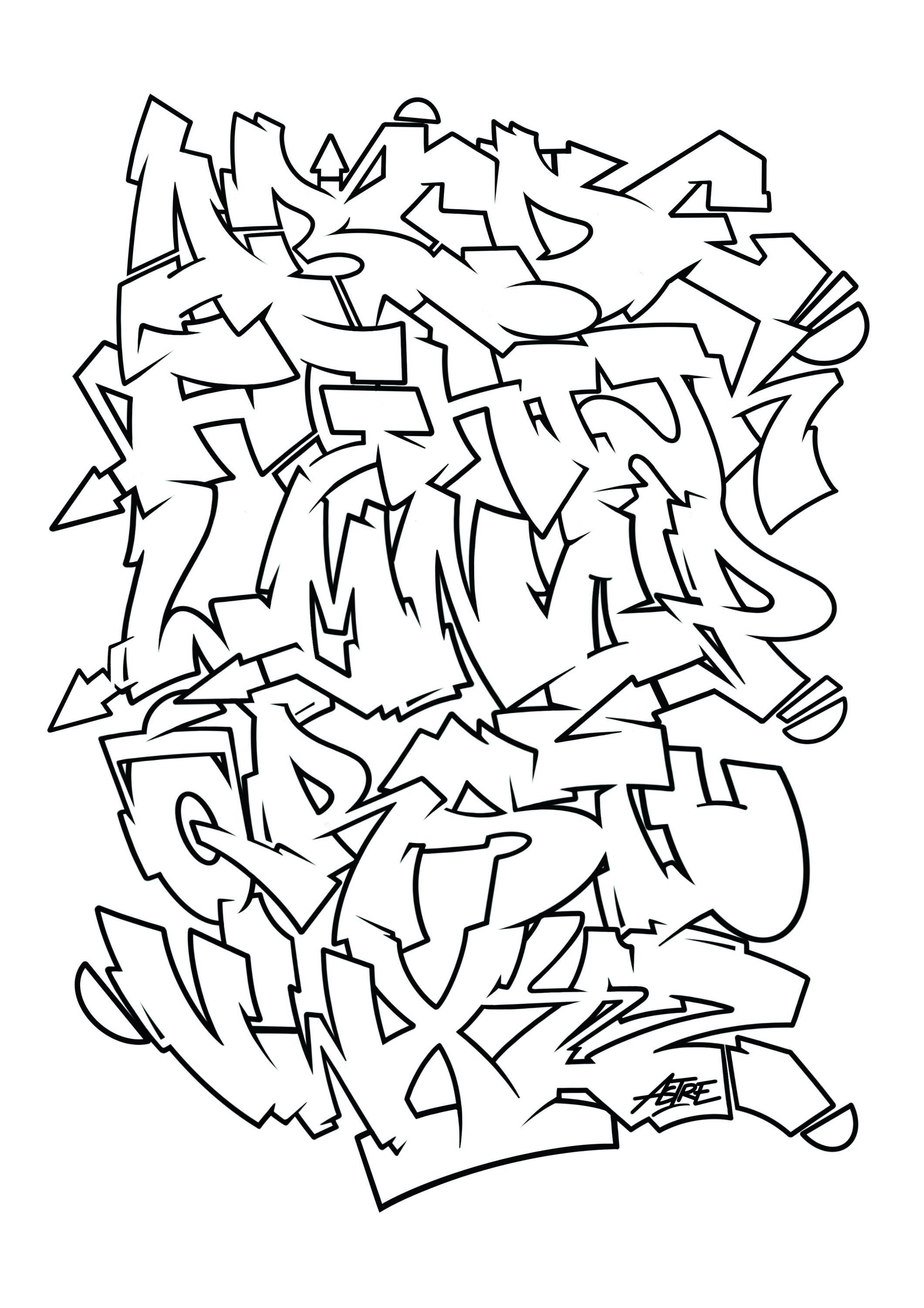 76+ Relaxing Graffiti Alphabet Coloring Pages Printable