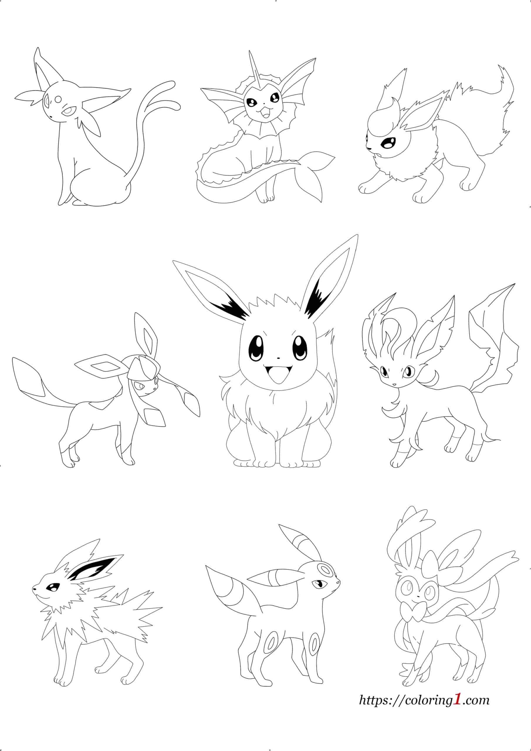 38+ Unique Pokemon Coloring Pages Eevee Evolutions for Adult