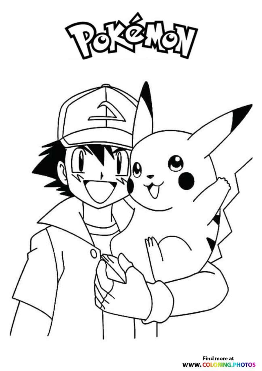 10 Fun Pokémon Coloring Pages Featuring Ash and Pikachu