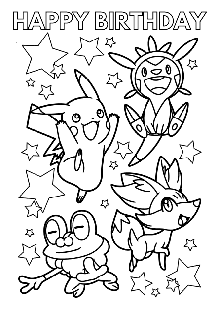 10 Happy Birthday Pokémon Coloring Pages for Kids