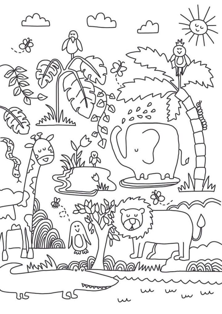 18 Jungle Animal Printable Coloring Pages 8