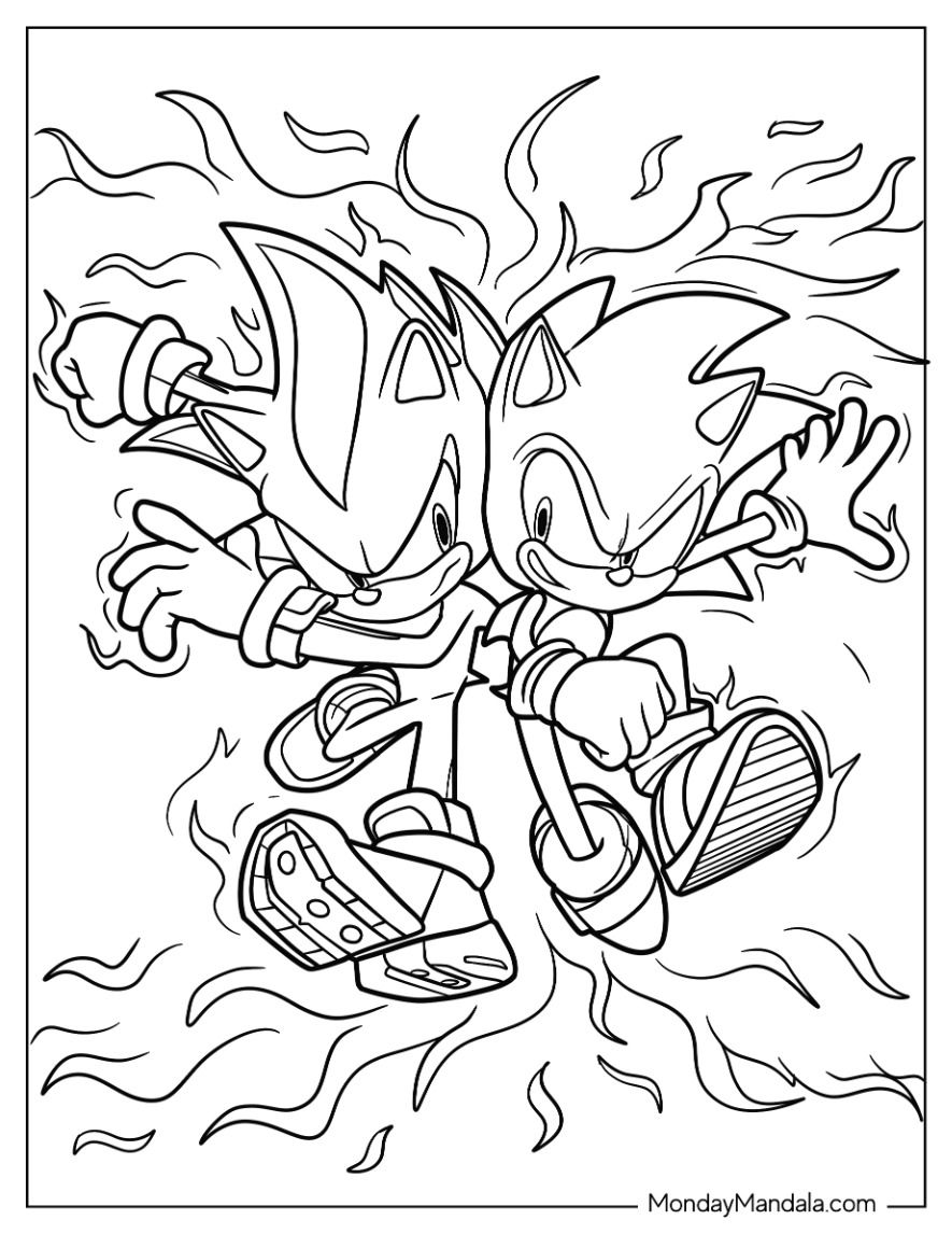 20 Shadow Sonic Coloring Pages Free Printable for Kids