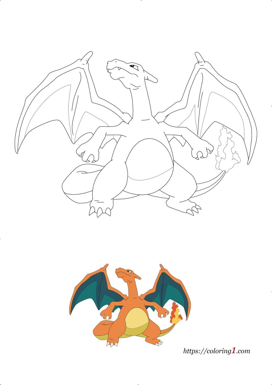 35 Charizard Pokemon Coloring Pages Free Printable 2