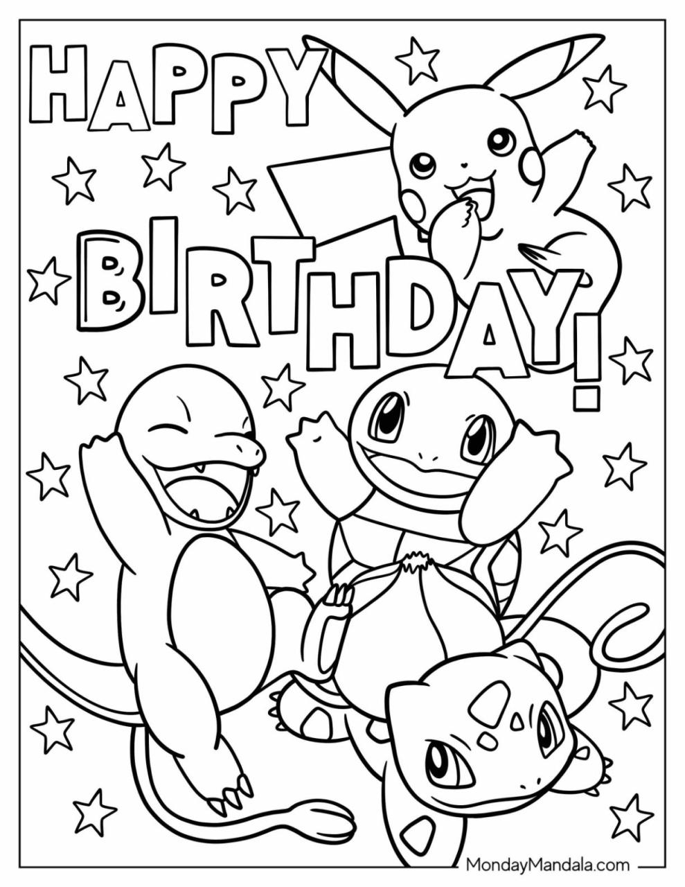 36 Happy Birthday Coloring Pages Free Printable for Kids