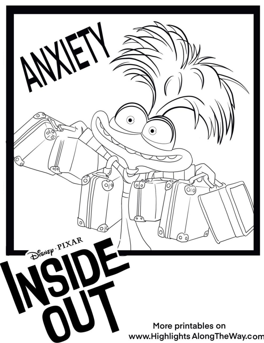 10 Anxiety Inside Out 2 Printable Coloring Pages for Calming and Relaxation