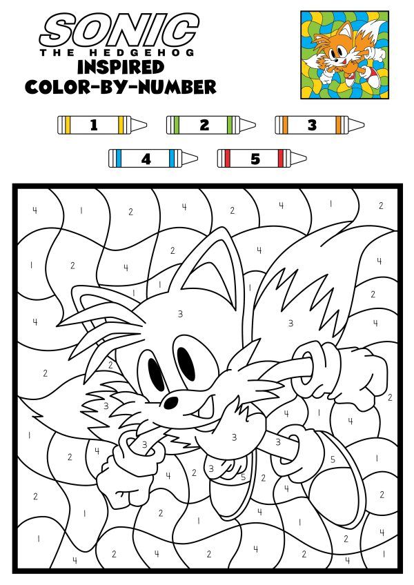 Sonic Tails Color by Number Coloring Pages