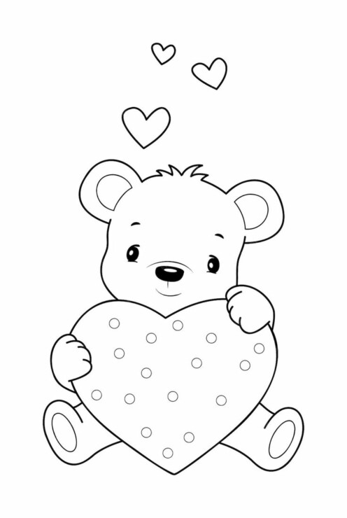 12+ Cute Animal with Love Valentine Coloring Pages for Kids 10