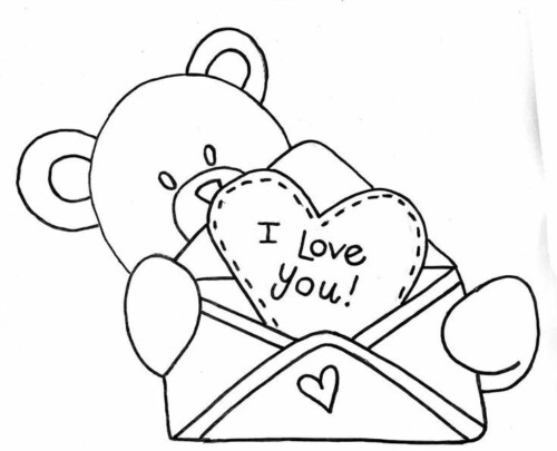 12+ Cute Animal with Love Valentine Coloring Pages for Kids 11