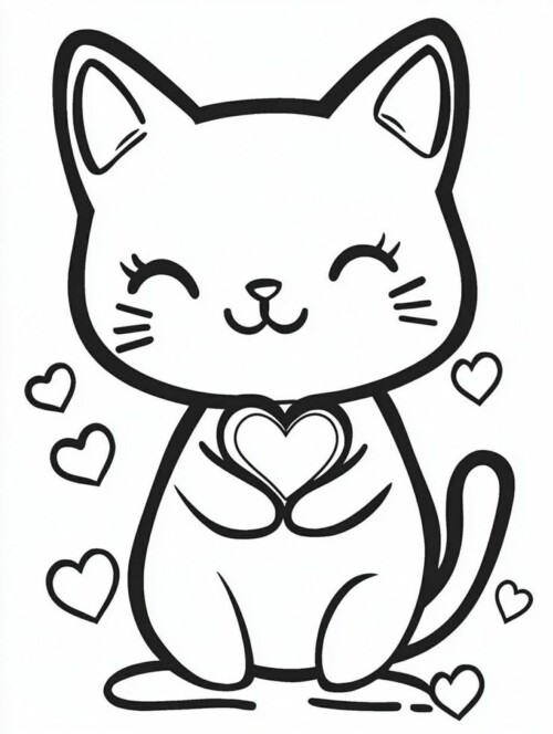 12+ Cute Animal with Love Valentine Coloring Pages for Kids 12