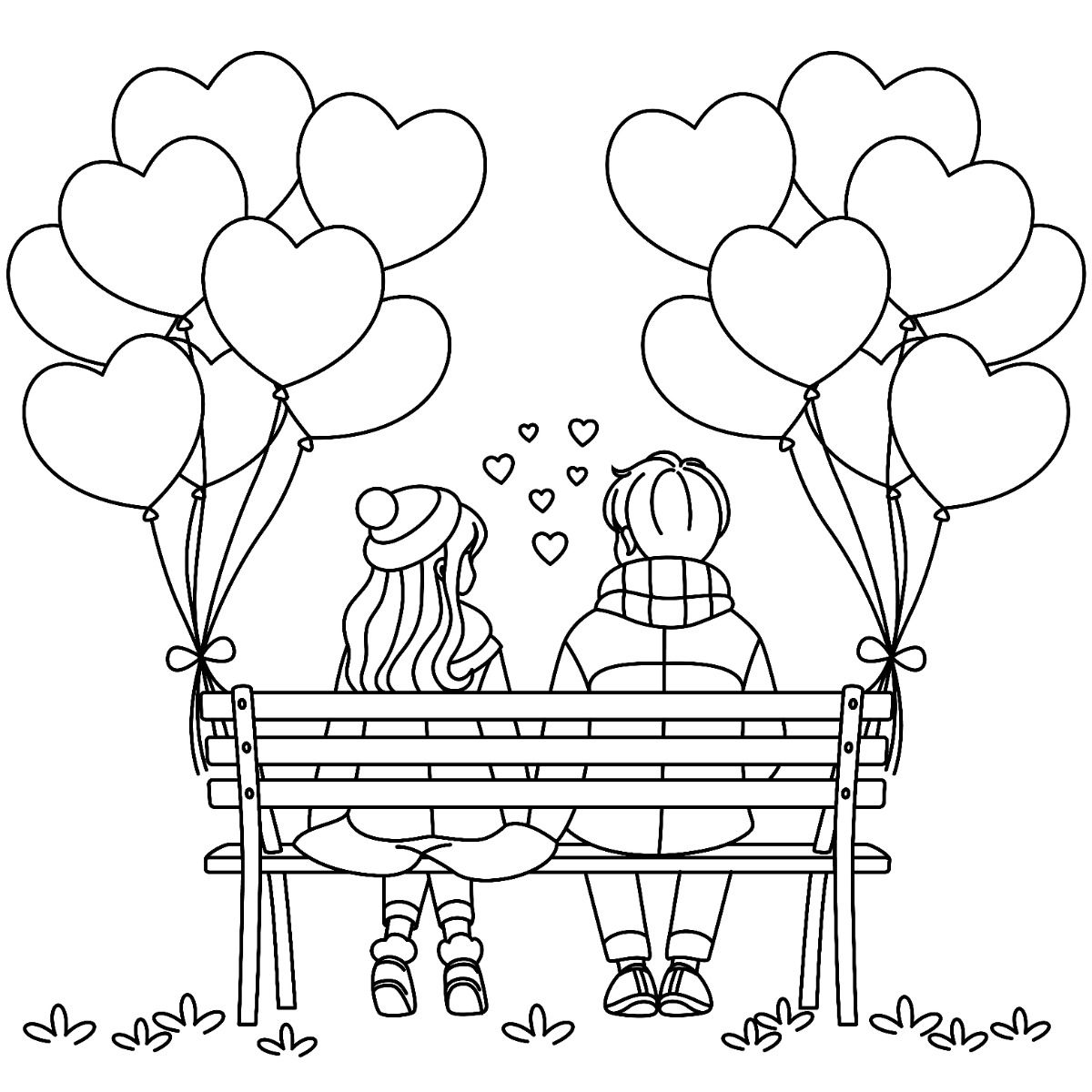 31+ Doodle-Style Valentines Couple Coloring Pages for Casual Fun