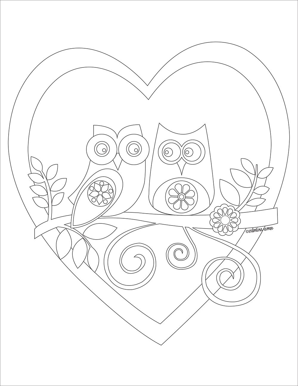 31+ Sweet Owl Valentine Coloring Pages for Adults and Kids