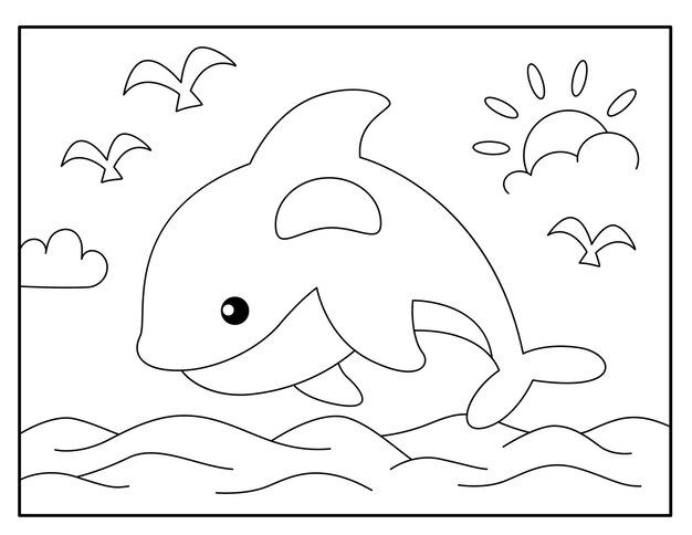 31+ Easy Dolphin Coloring Pages for Kids Free Printable