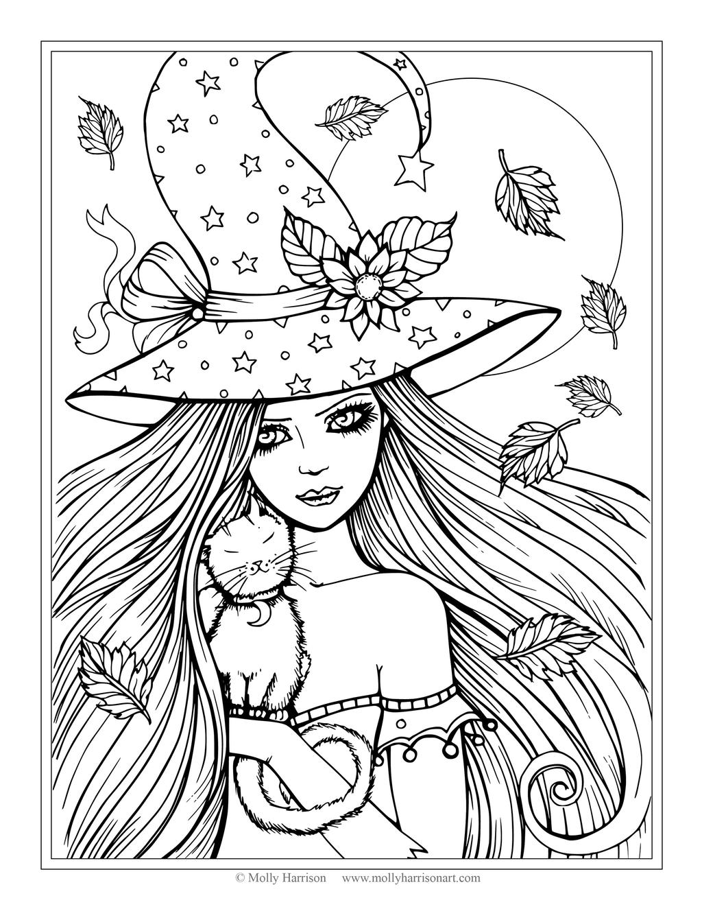 spooky witch coloring pages printable jpg