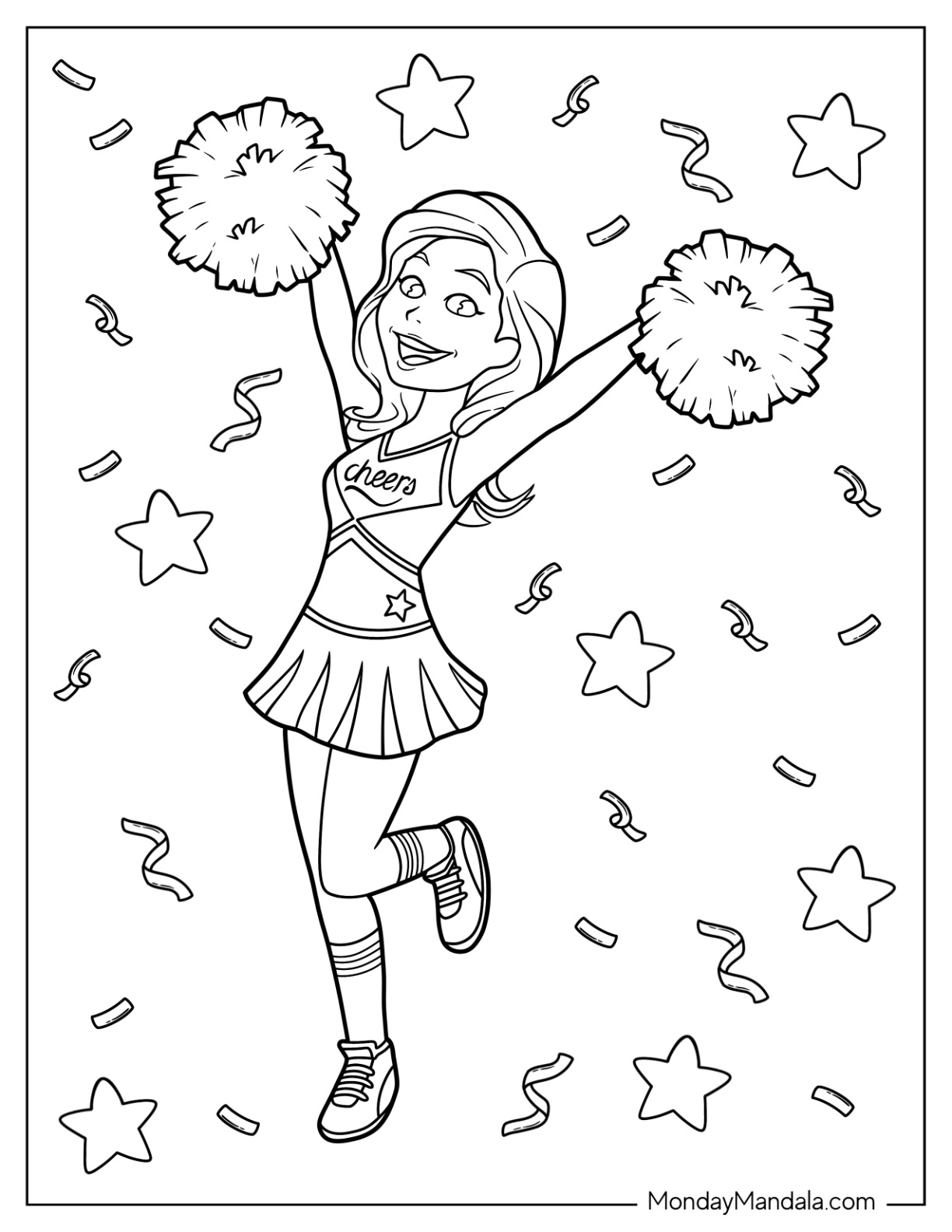 cheerleading pom poms coloring pages printable jpg