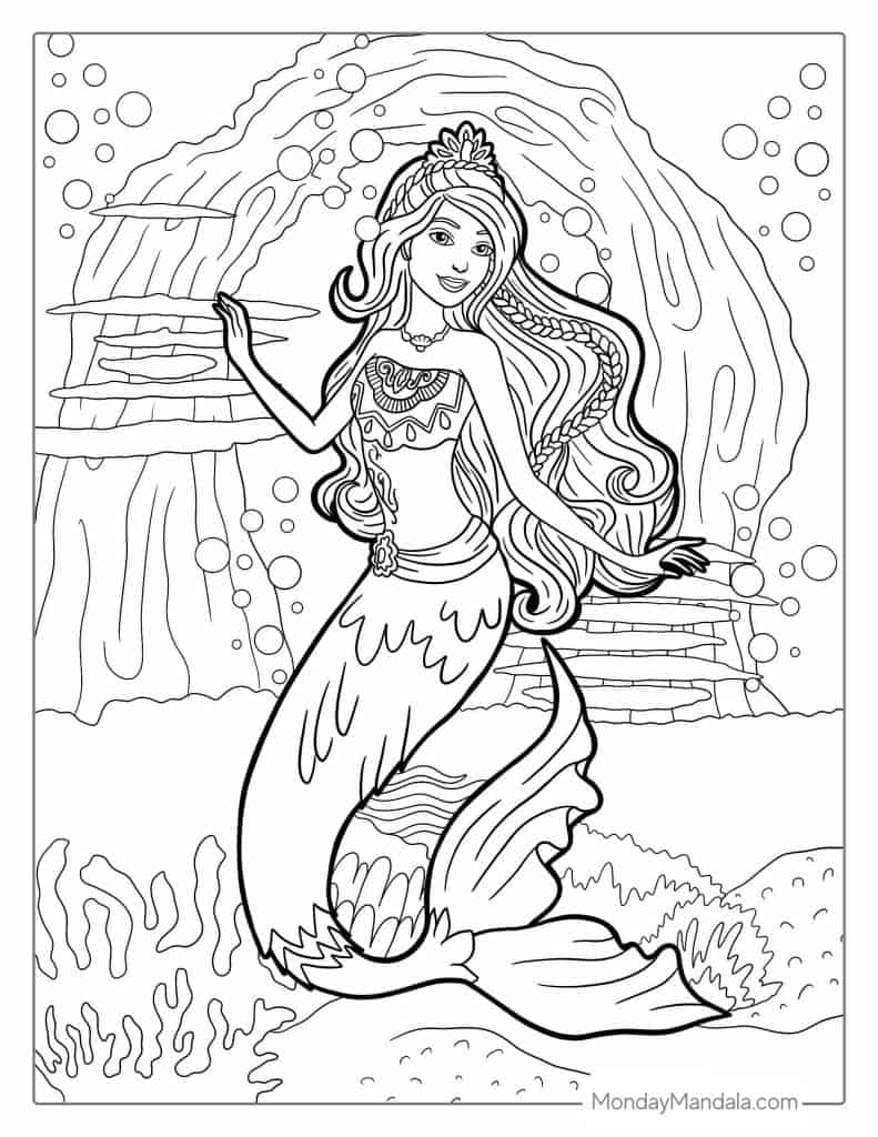 adorable barbie mermaid coloring pages free printable jpg