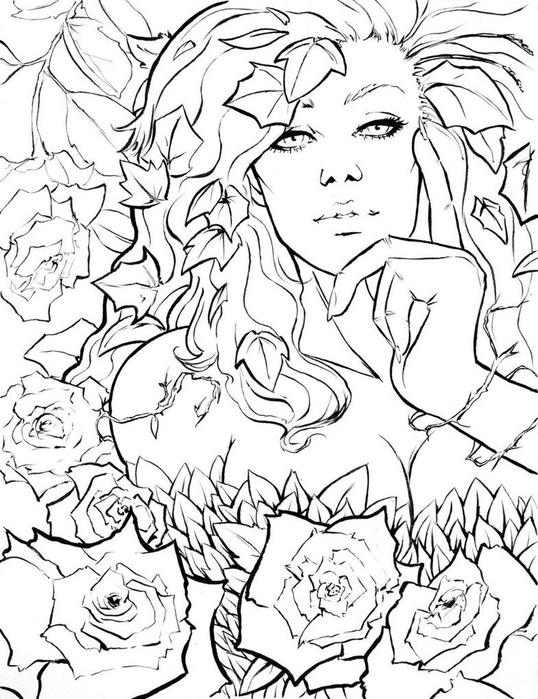 poison ivy from batman coloring pages printable jpg