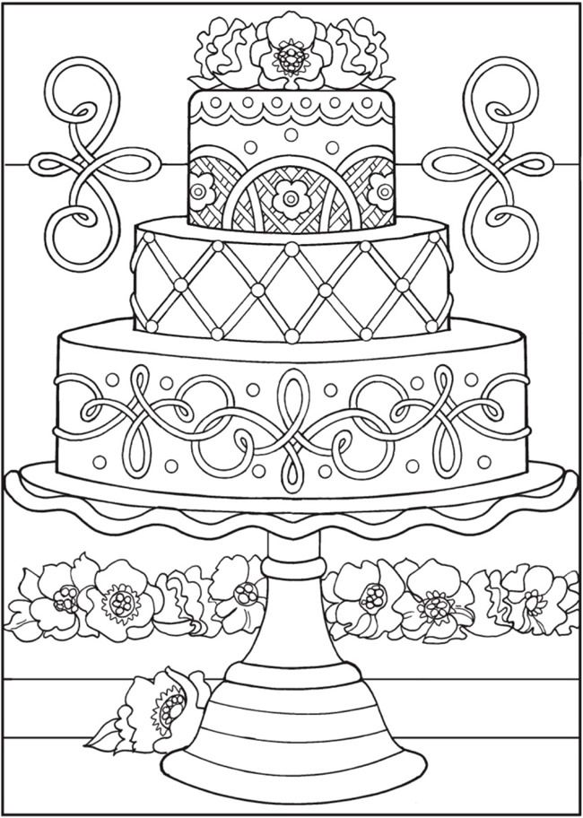 delightful wedding cake coloring pages printable jpg