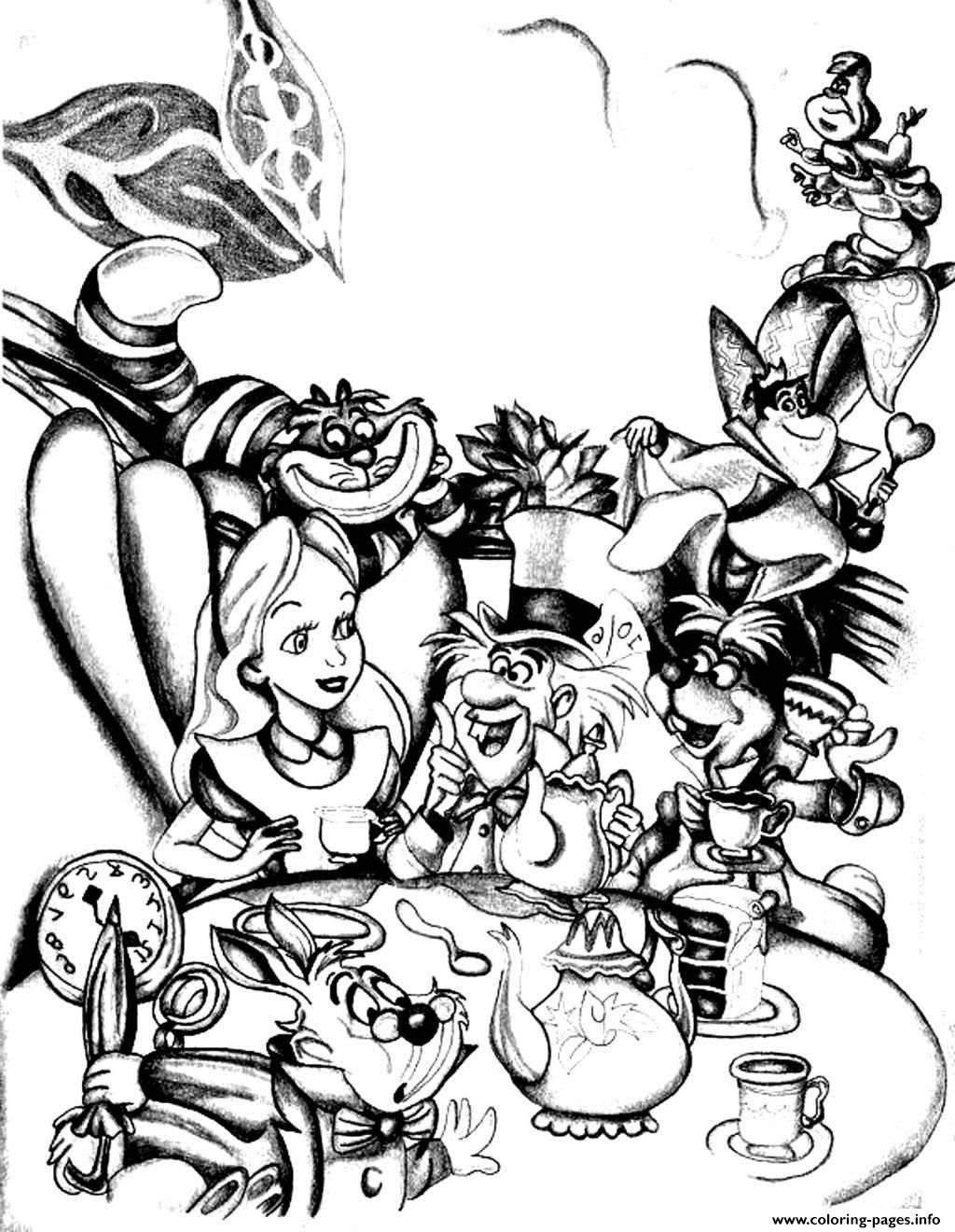 magical alice in wonderland coloring pages printable jpg