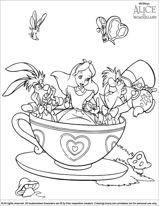 magical alice in wonderland coloring pages printable jpg