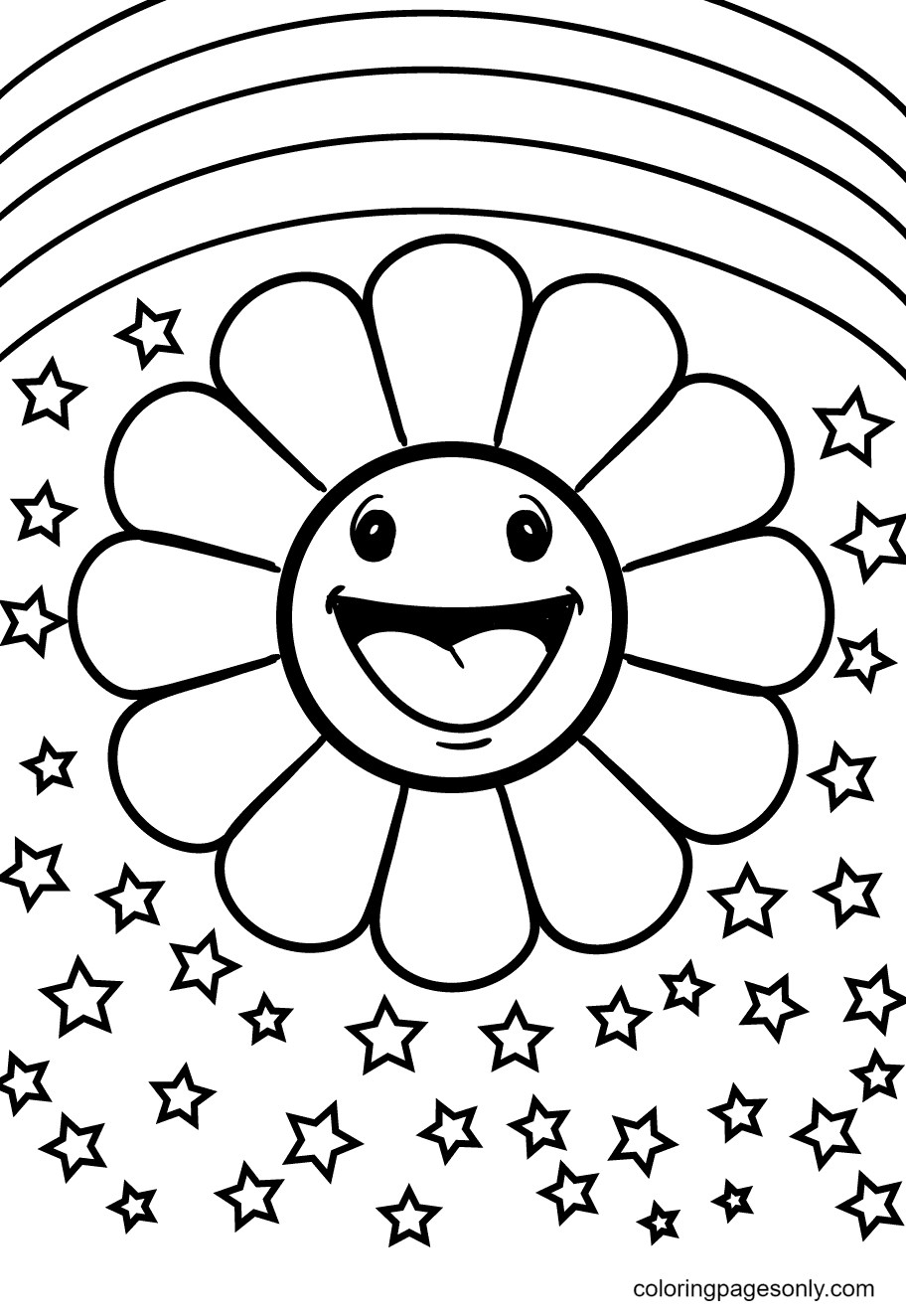 beautiful flower and rainbow coloring pages printable jpg