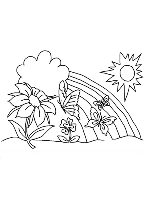 beautiful flower and rainbow coloring pages printable jpg