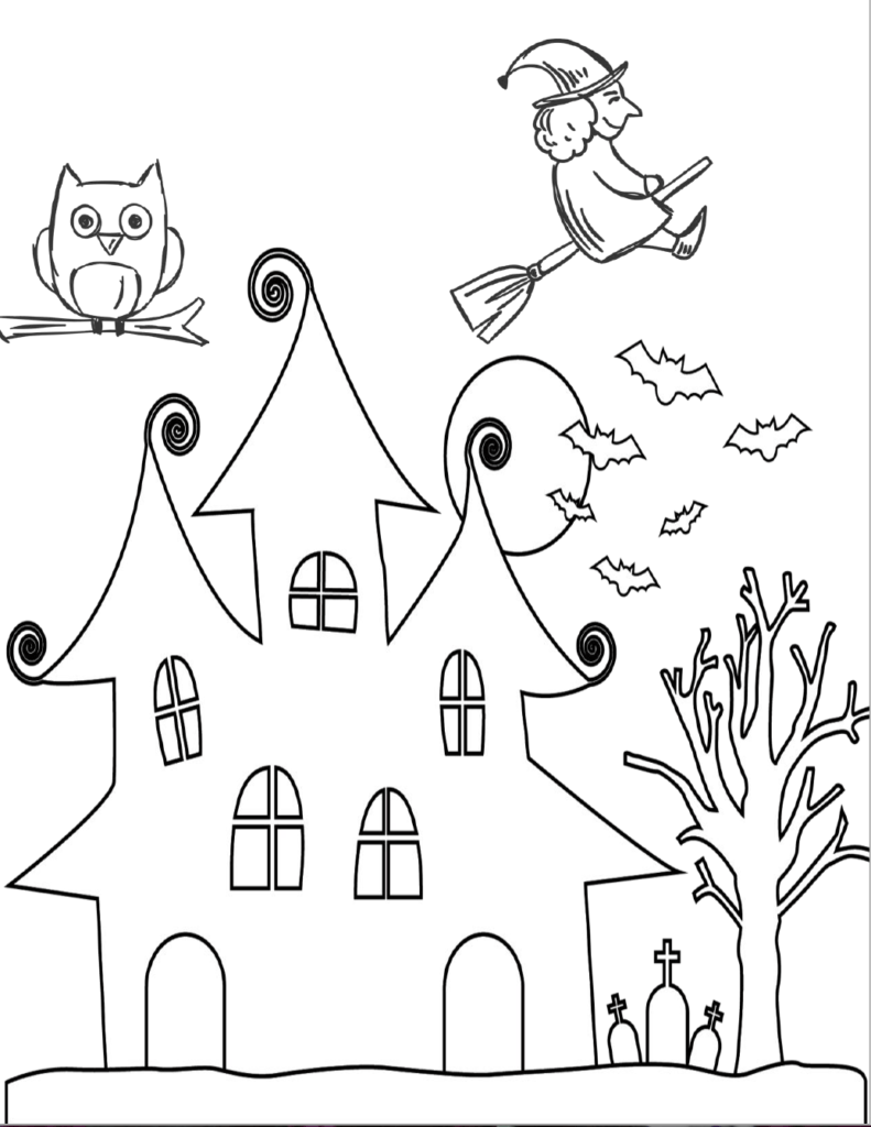 spooky halloween coloring pages for kids printable jpg