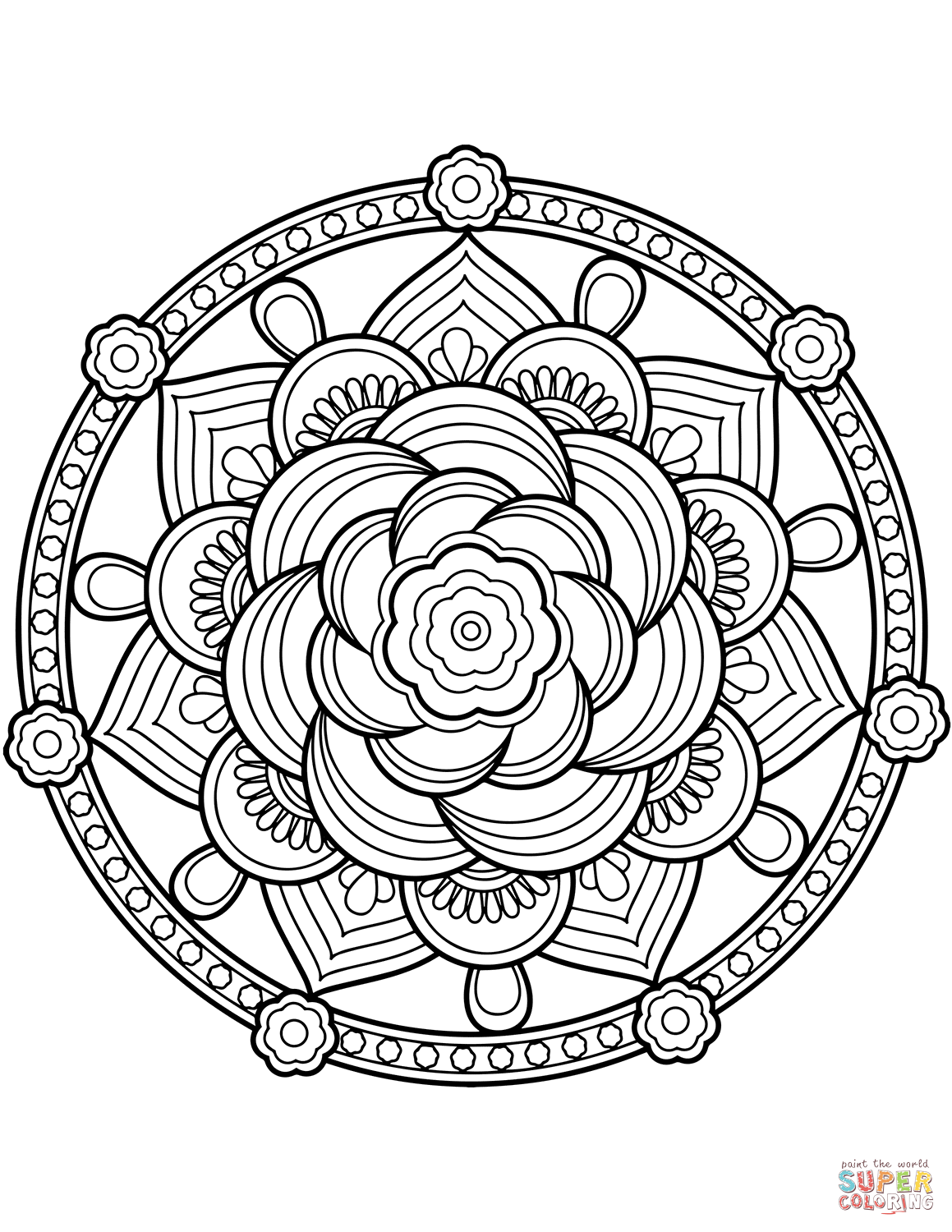 relaxing flower mandala coloring pages printable jpg