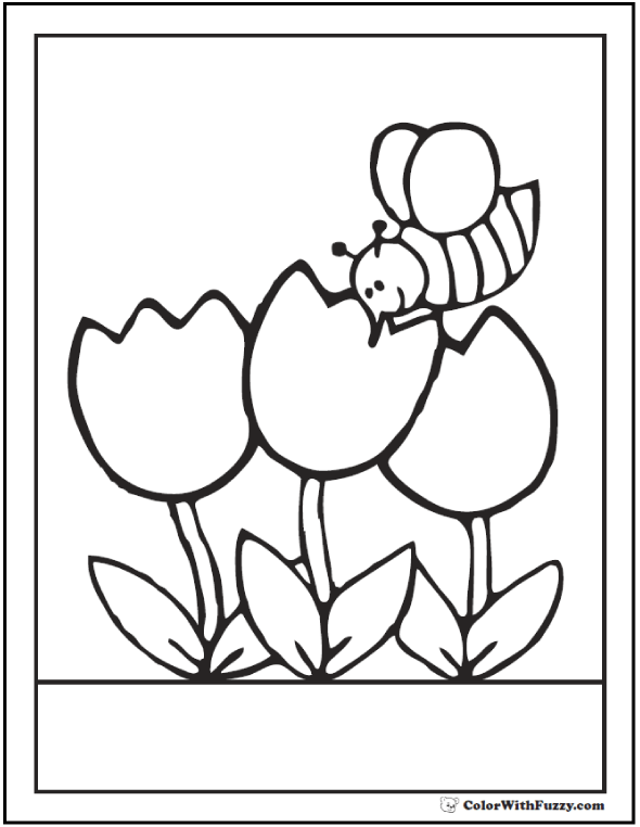 flower and bee coloring pages printable nature jpg