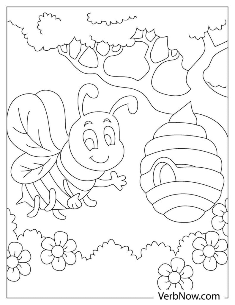 flower and bee coloring pages printable nature jpg