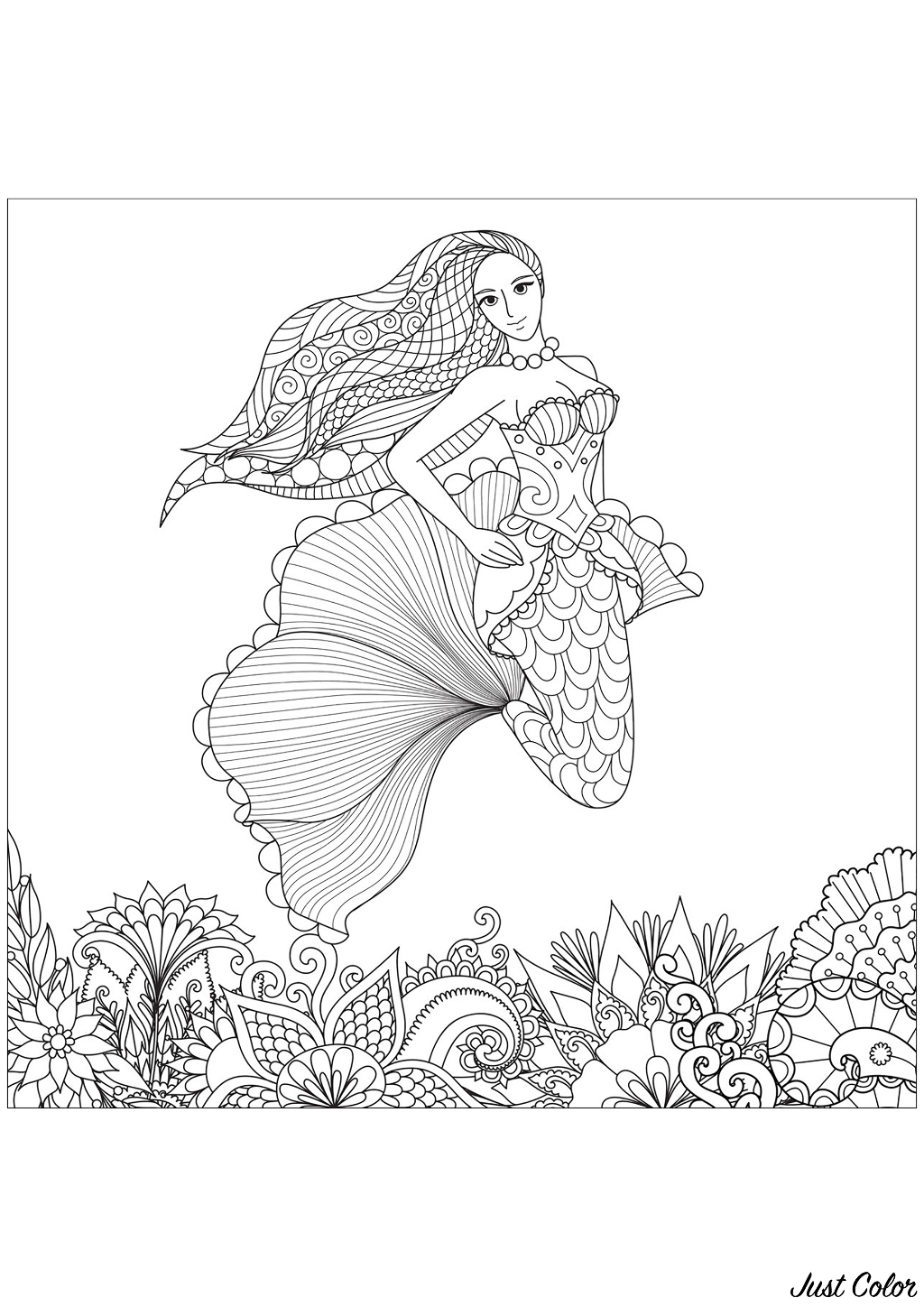 real mermaid coloring pages printable jpg