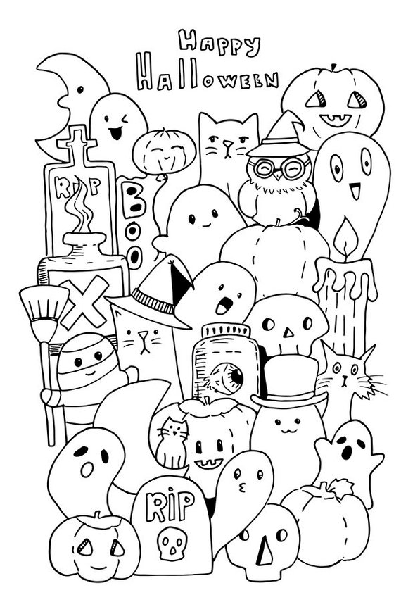 kawaii halloween coloring pages jpg