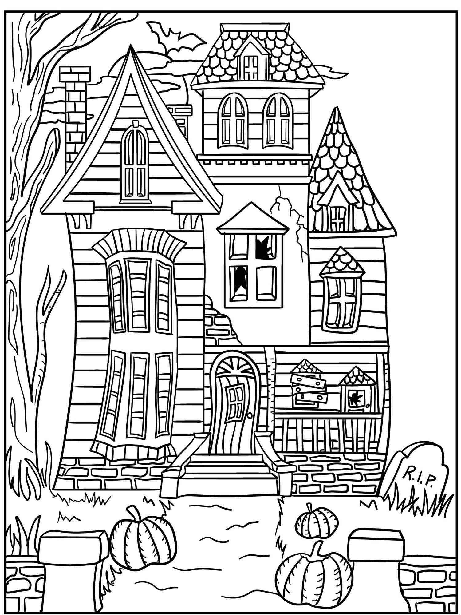 cute haunted house coloring pages printable jpg