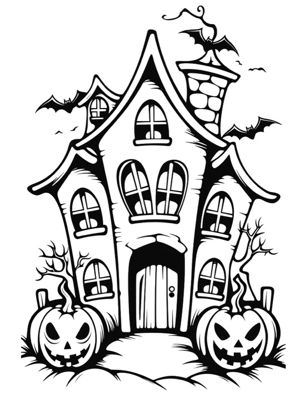 cute haunted house coloring pages printable jpg