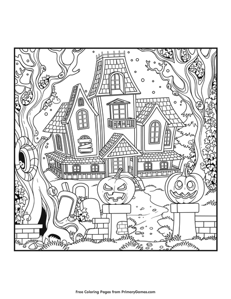 cute haunted house coloring pages printable jpg