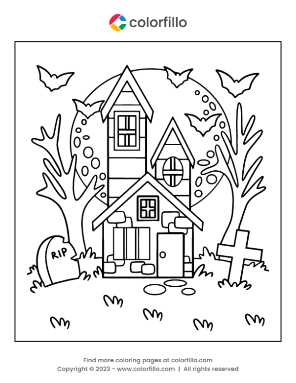 cute haunted house coloring pages printable jpg