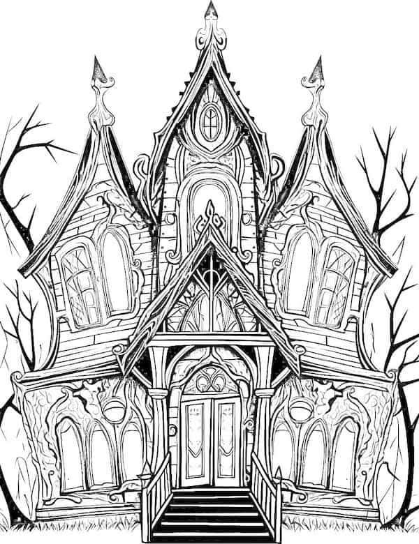 cute haunted house coloring pages printable jpg