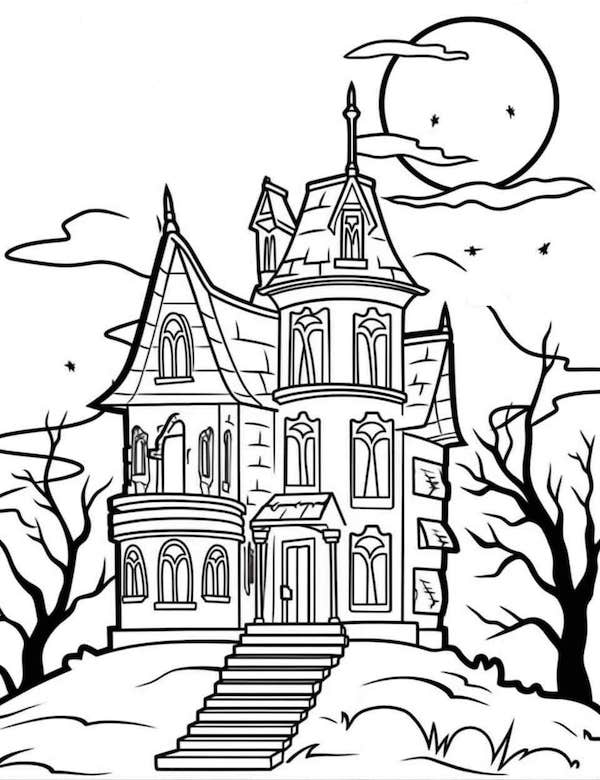 cute haunted house coloring pages printable jpg