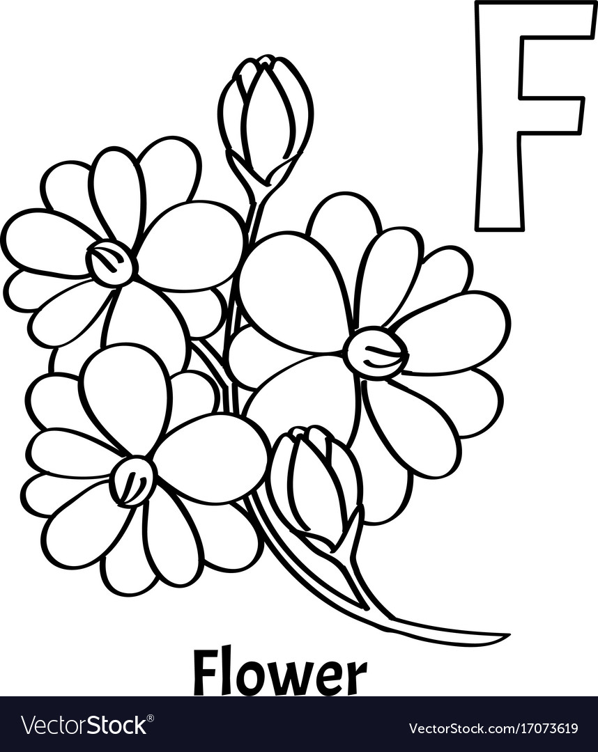 alphabet letter f coloring page flower vector jpg jpg