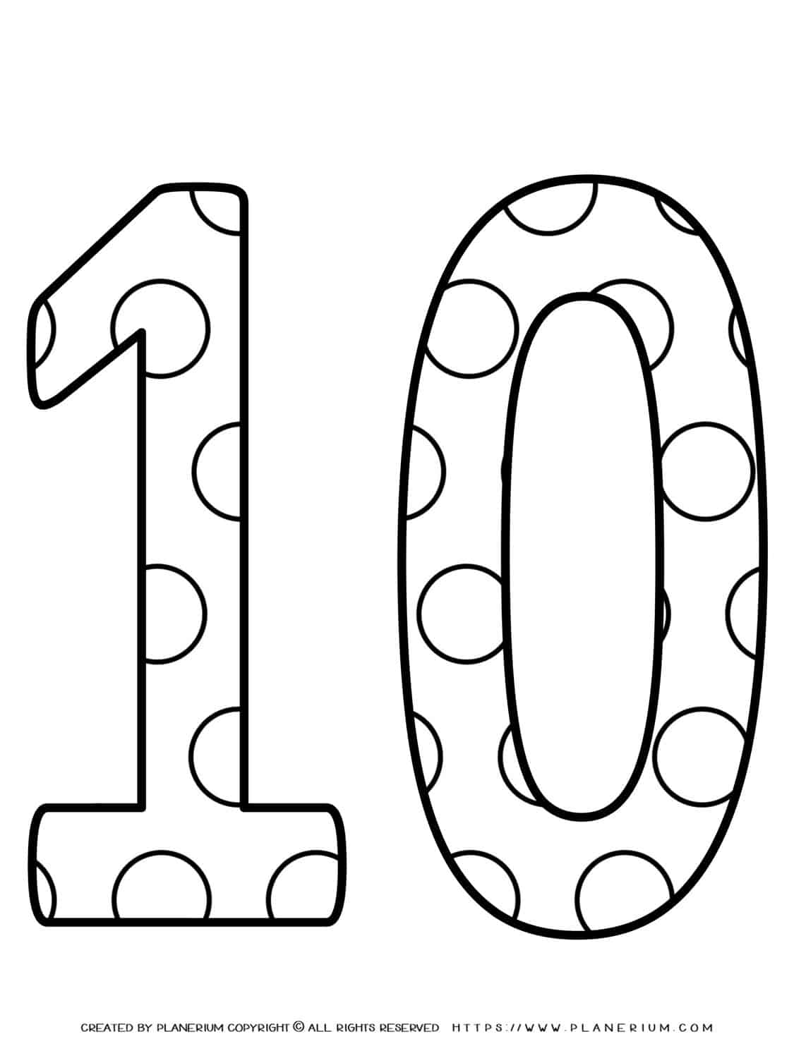 numbers coloring pages decorated number ten jpg jpg